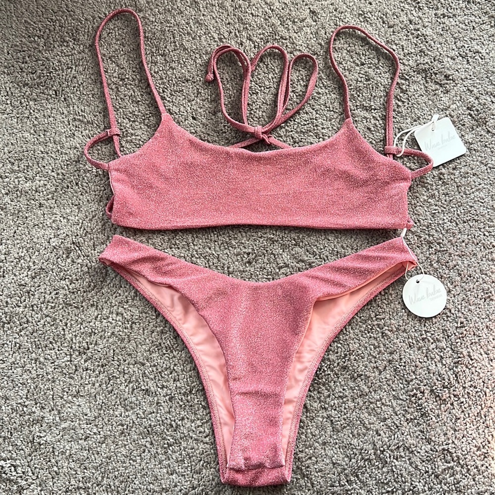 NWT Wave Babe Berry Shimmer Bikini Set size Medium